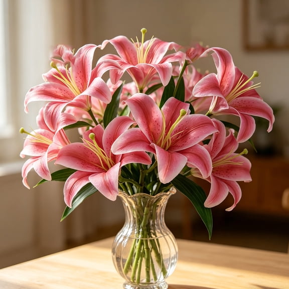 Cheapark Artificial Lily Flowers Faux Lily Blossom Decor for Home Hotel Wedding Table Centerpiece Real Touch Fragrance Infused Ornament Gift