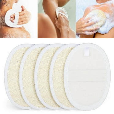 5pc Exfoliating Loofah Sponge Pads, Natural Luffa Body Scrubber for Men Women Bath Shower Spa