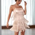thumbnail image 2 of Vestido de mujer Sling Tassel Dress Vestido de noche Color sólido Mini vestido de fiesta sexy Pompotops ghjkhdj19291, 2 of 7