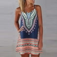 thumbnail image 2 of Fridja Womens Summer Printing Color Block Sleeveless Mini Sundress Sling Skirt Dress, 2 of 5