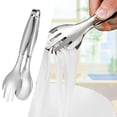 thumbnail image 1 of Pinzas para alimentos de acero inoxidable, utensilios de cocina, pinzas para servir antideslizantes gruesas reutilizables, pinzas para asar para barba plata, 1 of 8