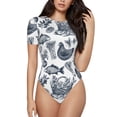 thumbnail image 2 of Picia Chicken And Fish Womens One Piece Swimsuits Modest Tummy Control Bathing Suits Lace Up Slimming Swim Suit-Small, 2 of 9