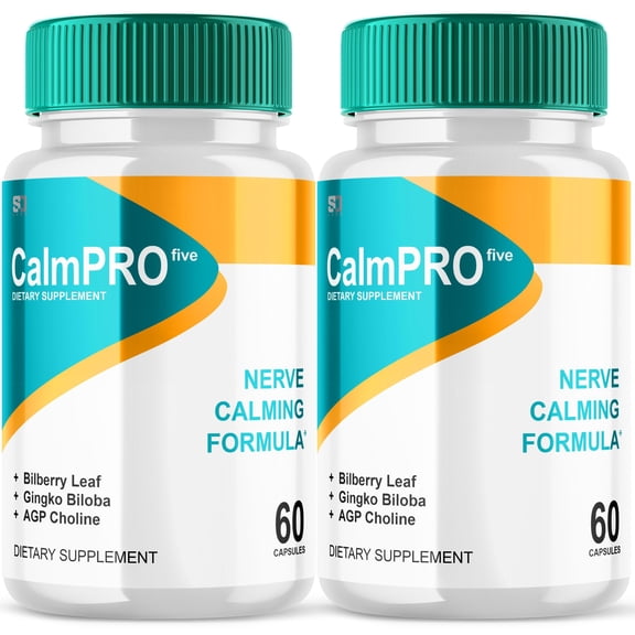 (2 Pack) CalmPro 5 Nerve Support Advanced Maximum Strength Calm Pro Five Supplement 120 Capsules