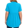 thumbnail image 3 of Khunlpohl Plus Size Women's Blouse V Neck Buttons Dressy Tops Pleated Ruffle Hem Flowy Tunic Blouses XL-5XL, 3 of 7