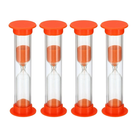 Uxcell 3 Minute Sand Timer, 4pack Small Sandy Clock, Count Down Sand Glass Orange