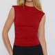 thumbnail image 2 of Camiseta sin mangas de cuello medio para mujer, para el verano, corte ajustado, color liso, poliéster y spandex, estilo juvenil, tallas S-XL, 2 of 8