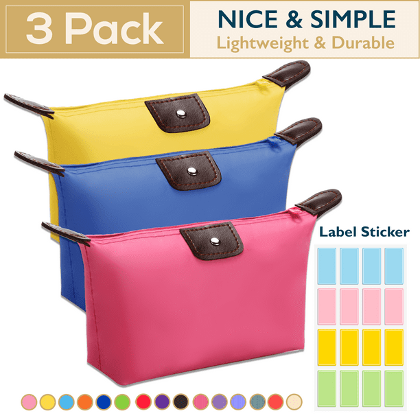 ComfiTime Bolsa de Maquillaje - Set de 3 Bolsas de Viaje, Cosméticos Impermeable, Maquillaje Pequeña, Artículos de Tocador para Mujeres, Hombres y Niños, Nailon Multiusos con Cremallera