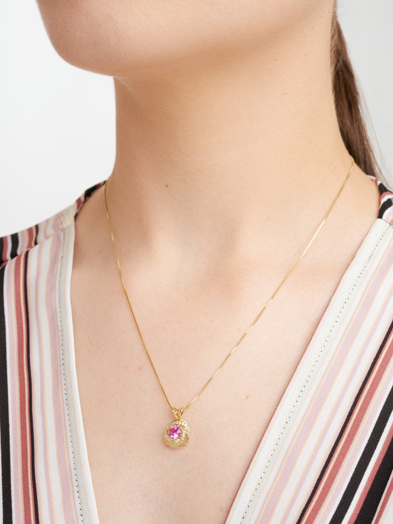 18K Yellow Gold Plated Sterling Silver Created Alexandrite June Birthstone Love Knot Pendant Necklace for Women Gift for Her