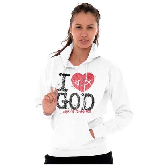 God Loves Me Jesus Christian Faith Hoodie Sweatshirt Women Brisco Brands S