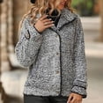 thumbnail image 5 of Women's Fleece Jacket Sherpa Teddy Fleece Coat Button Front Warm Outerwear with Pockets Stand Collar for Fall Winter, 5 of 8