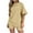 Khaki, variant on Women Summer Print Short Sleeve O Neck Top And Shorts Set Light Blue M