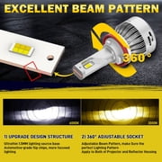 Lasfit H8 H9 H11 LED Headlight Bulbs, Switchback H11 LED Bulbs High/Low Beam Fog Light 60W 6000LM 6000K White/3000K Amber
