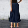 thumbnail image 2 of Spring Dresses for Women 2025 High Waist Ruffled Chiffon A Line Midi Skirt Solid Long Lengths Plus Size Dress Navy S, 2 of 4