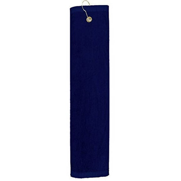 16" x 26" Premium Velour Golf Towel with Tri-fold Hook & Grommet Placement-Navy