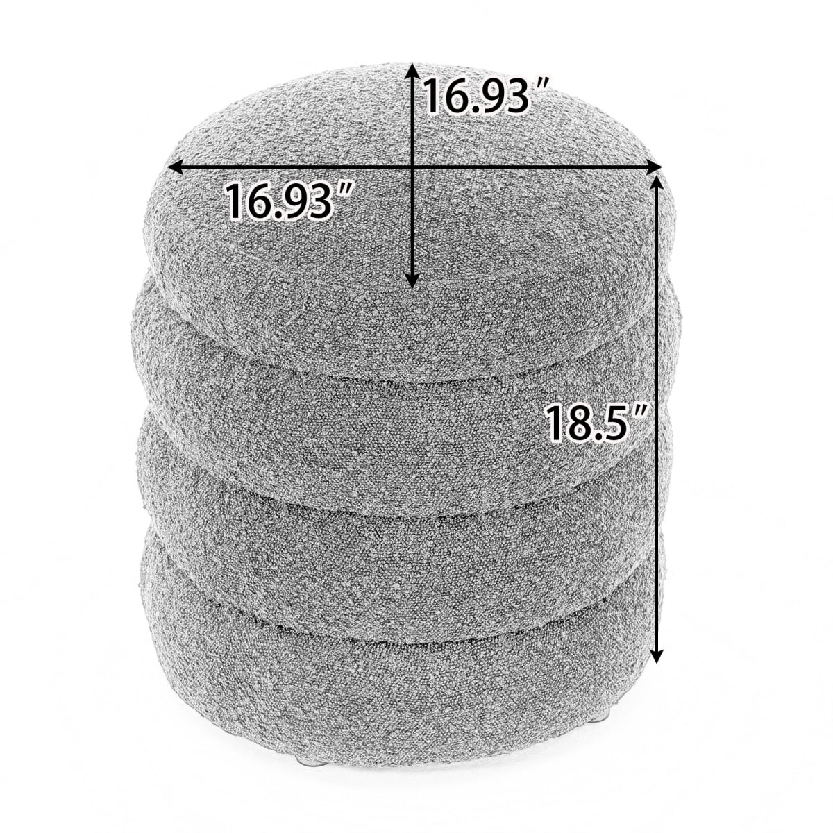 006-Ivory Soft Velvet Round Ottoman Versatile Footrest Stool for Living Room Bedroom