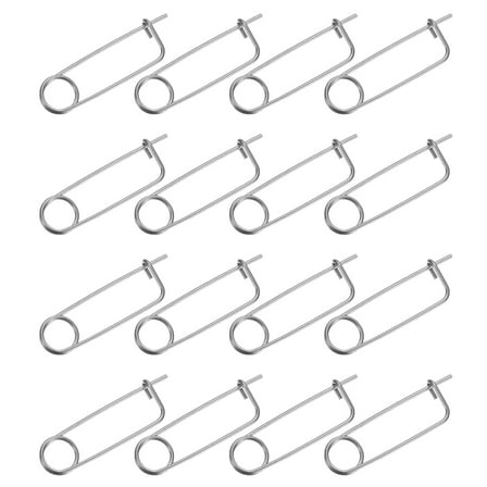16 Pack Brooch Shape Cotter Safety Pins, 0.08x1.69 Inch Zinc-Plated Carbon Steel Quick Lock Fastener for Farm, Lawn, Garden Hitch