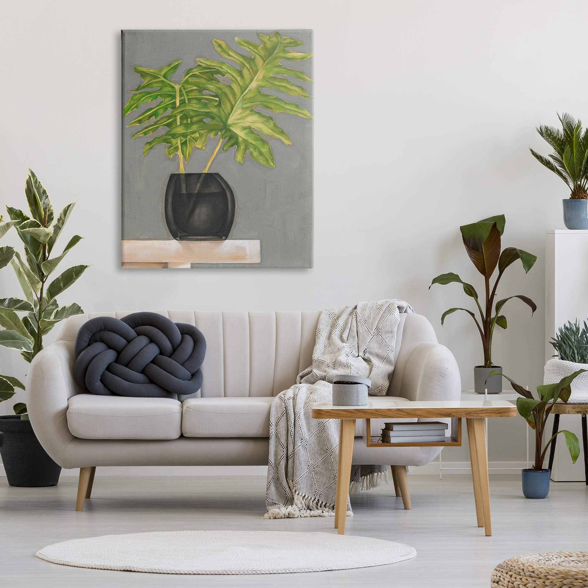 Stupell Industries Split Leaf Palm Pair in Vase Tabletop Painting, 36 x 48, Design by Jennifer GoldbergerÂ&nbsp;