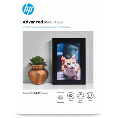 HP Advanced Photo Paper, Glossy, 4x6, 50 Sheets