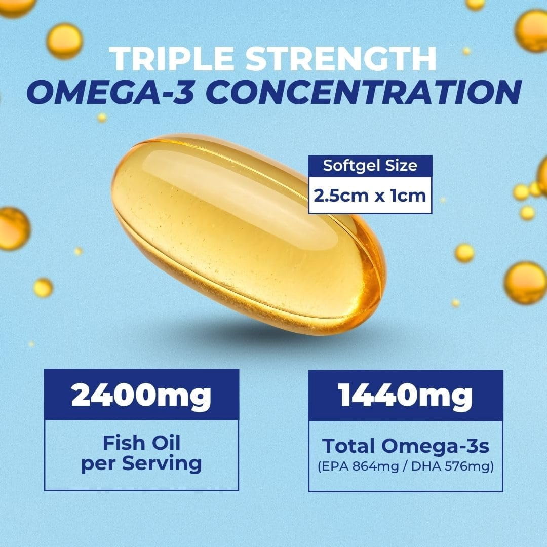 Vital Omega-3 Fish Oil – Daily Supplement for Heart and Brain Support – Non-GMO, Gluten-Free, Sugar-Free – Lemon Flavor – 30-Day Supply