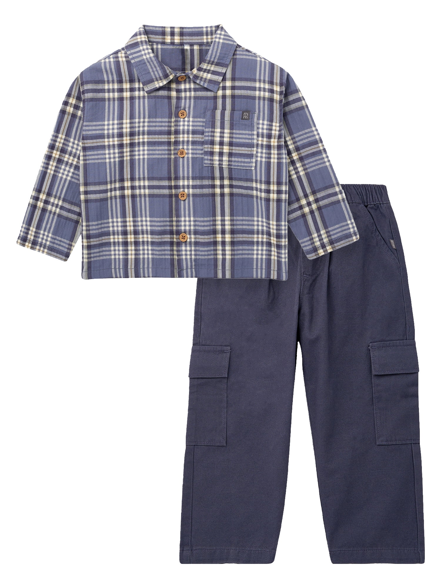 Modern Moments by Gerber Toddler Boy Button Down Shirt and Cargo Jogger Outfit Set, Sizes 12 Months - 5T