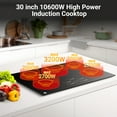 thumbnail image 6 of Sunmaki 30-Inch Electric Cooktop, 5-Burner Built-in Ceramic Glass Stove Top with Touch Control, 10600W, 6 of 10