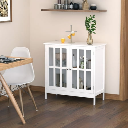Kleankin Storage Sideboard Buffet Cabinet Credenza With 2 Transpa Doors Dining Cupboard For Multifunction In Kitchen Hallway Living Room White Canada Kleankin Storage Sideboard Buffet, Raymour And Flanigan Kitchen Pantry Cabinet