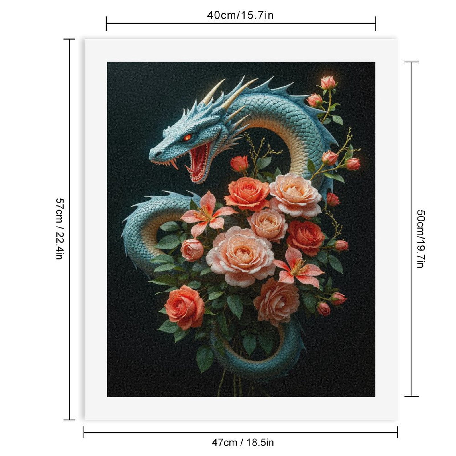 Paint By Numbers Kit for Adults Beginner - DIY Dragon Roses Fantasy Art Blossoms Canvas Painting Kits for Adults, Frameless Paint By Number for Adults for Home Wall Decor 16x20 Inch