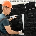 thumbnail image 6 of 33 Pieces 3D Wall Panel Tear Tape Foam Brick Wallpaper Faux Brick Wall Panel Decorative Self-Adhesive Wall Tile Waterproof Wall Panel For Bedrooms, Bathrooms, Kitchens, Fireplaces (Black), 6 of 6