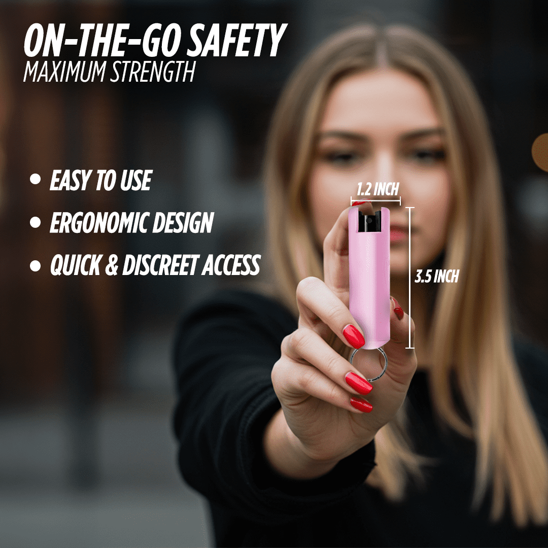 Pepper Spray Keychain with Belt Clip for Safety, 16 ft Range, 4 pack Multi Color, Self Defense by Guard Dog Security