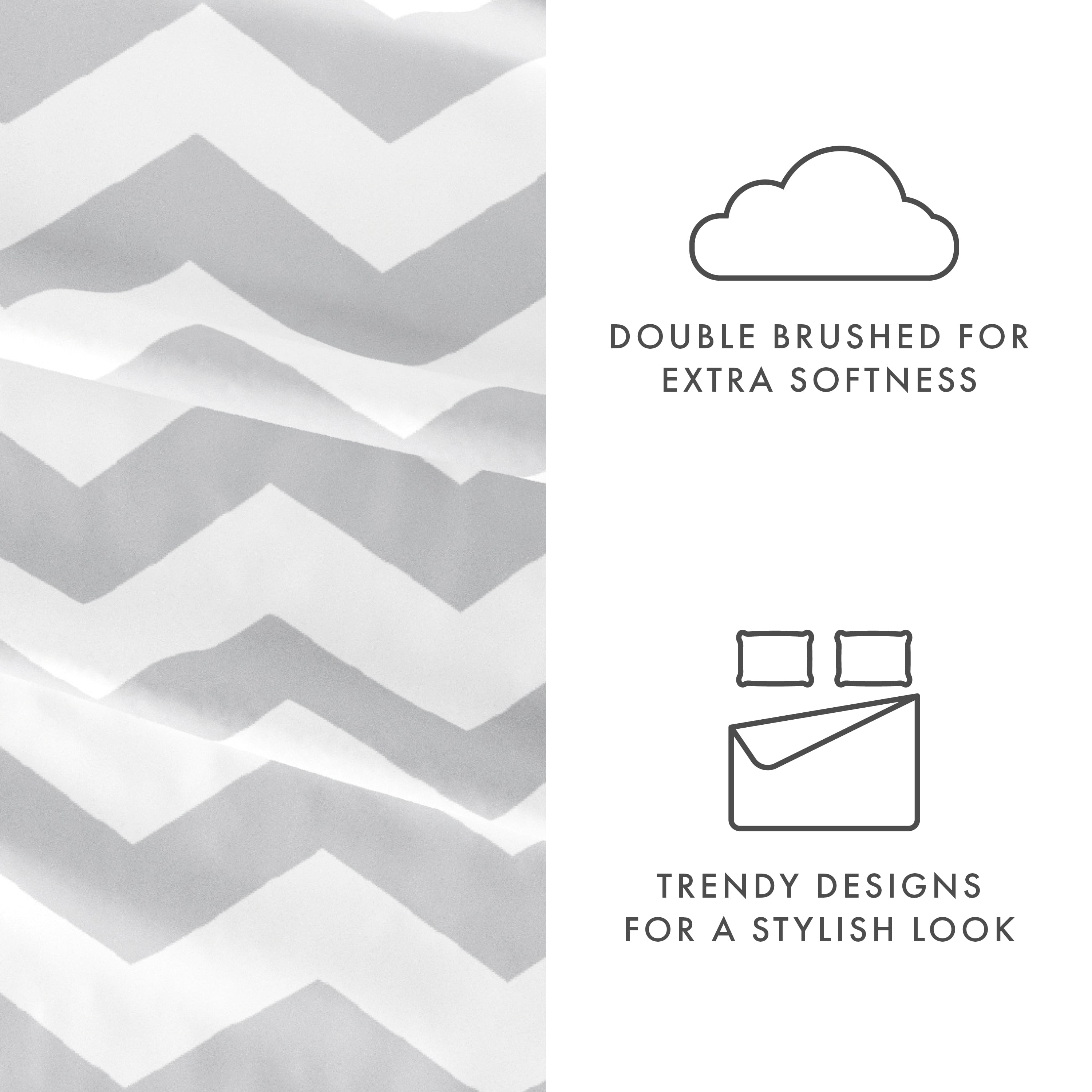 Noble Linens 4 Piece Pattern Microfiber Bed Sheets Set, Gray Arrow, Full