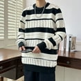 thumbnail image 5 of Previn Men's Long Sleeve Pullover Sweater Crewneck Warm Casual Cozy Mock Neck Knitwear Soft Top Knitted Fashion Zebra Strips Large, 5 of 5