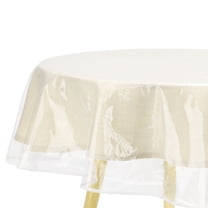 Uxcell 2Pcs 54 Inch Clear Plastic Tablecloth, Waterproof Oilproof Round Vinyl Table Cover Protector with Sewn Finished Edges, Table Cloth for Dining, Parties and Holidays