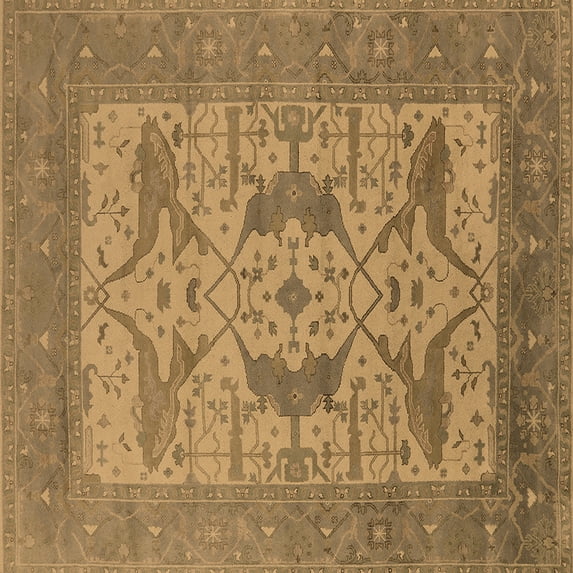 Ahgly Company Indoor Square Oriental Brown Industrial Area Rugs, 8' Square