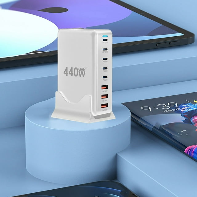 Chargeur USB C 440W Chargeur GaN Rapide Station de Charge USB C Chargeur pour Ordinateur Portable 16 Rouge