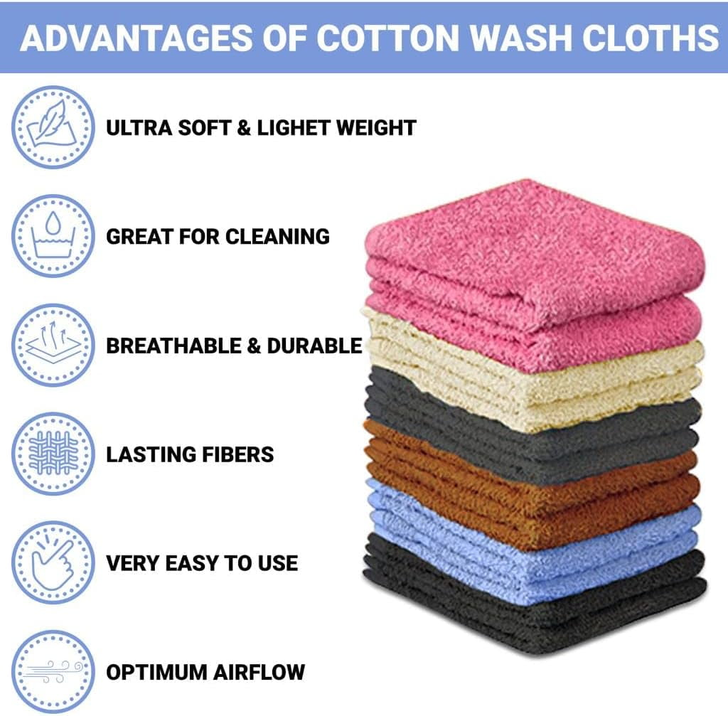 Cotton Bath Towel Set, 6 Pack, Multi-Color, 27 x 54 Inches for Bathroom, Spa and Gym Use