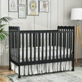 thumbnail image 3 of Baby Convertible Crib 3 In 1, Converts from Baby Crib to Toddler Bed, New Zealand Pinewood Baby Bed with Locking Wheels and Teething Rail, Crib with 4 Height Adjustment and Non Toxic Finish, Black, 3 of 9