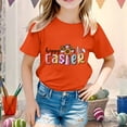 thumbnail image 2 of Baby Girl Summer Clothes Kid Girls Easter Cute Graphic Round Neck Short Sleeve Tee Summer Casual T Shirt Baby Boy Summer Clothes Orange 3 Years-4 Years, 2 of 4