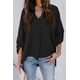 thumbnail image 2 of Blusa de mujer con mangas 3/4 y escote en V, tops elegantes, túnica casual, 2 of 5