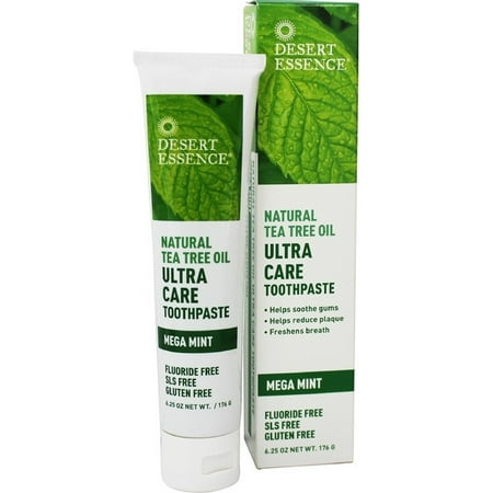 Desert Essence Natural Tea Tree Oil Ultra Care Toothpaste, Mega Mint 6.25 oz (Pack of 2)