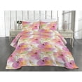 thumbnail image 2 of Ambesonne Nature Quilted Coverlet 2 Pcs, Garden Print Flower Pattern, Twin Size, Pink Peach and Pastel Green, 2 of 4