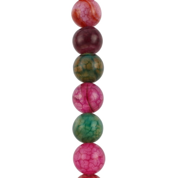 Bead Landing Multicolor Crackled Agate Round Beads, 12 Pack