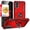 Red, variant on TJS for Motorola Moto G 5G (2024) Phone Case, with Tempered Glass Screen Protector, Impact Resistant Hybrid Metal Ring Magnetic Support Kickstand Cover (Black)