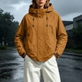 thumbnail image 4 of Waterproof Windbreaker Jacket Women Plus Size Hooded Long Sleeve Solid Color Windproof Casual Adjustable Hem Raincoat Outdoor Mountaineering Parka Jacket, 4 of 8