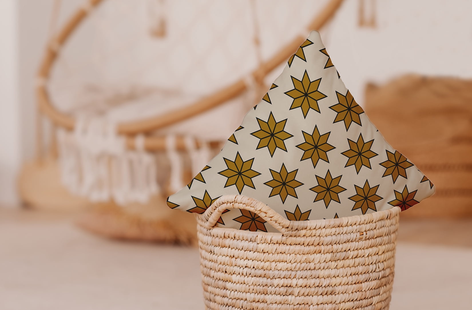 Simply Daisy Gold Colored Christmas Stars Christmas Soft Spun Polyester Indoor/Outdoor Throw Pillow, 20" x 20"