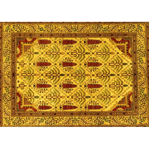Ahgly Company Indoor Rectangle Abstract Yellow Modern Area Rugs, 6' x 9'