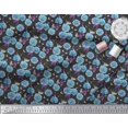 thumbnail image 3 of Soimoi Blue Cotton Poplin Fabric American Robin,Insect & Flower Printed Fabric 1 Yard 42 Inch Wide, 3 of 3