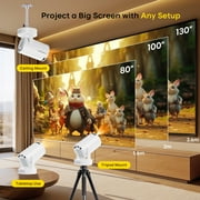 Magcubic Mini Projector 8K&4K Support with WiFi 6 and BT 5.4, 5W Soundbase Speaker, Auto Vertical Keystone 180° Rotatable Portable Projector for Home Bedroom Outdoor Movies HY300Pro+ White