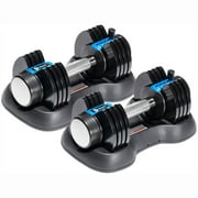 Lifepro PowerFlow Plus 5-in-1 Single 25-lb Adjustable Dumbbell Home Gym Equipment, 2 pc Black
