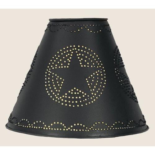 Punched Star Tin Clamp On Lamp Shade in Black