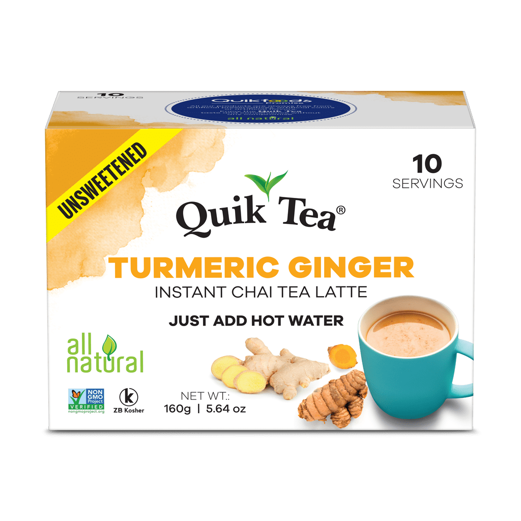 Quik Tea Unsweetened Turmeric Ginger Chai Tea Latte 10 Count Single